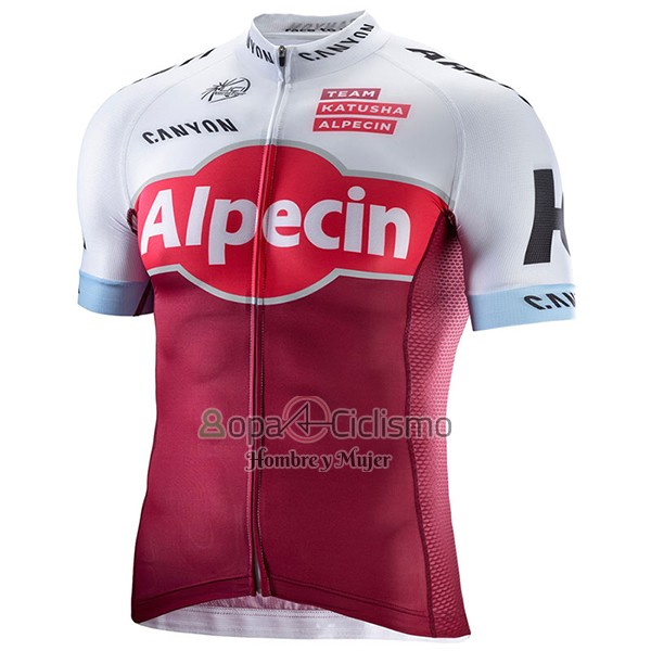 Katusha Alpecin Ropa Ciclismo Culotte Corto 2017 Mangas Cortas Rojo y Blanco